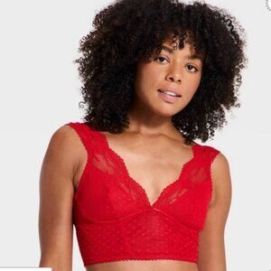 NEW Women's Heart Lace Bra Top - Wild Fable Red XXS NWT